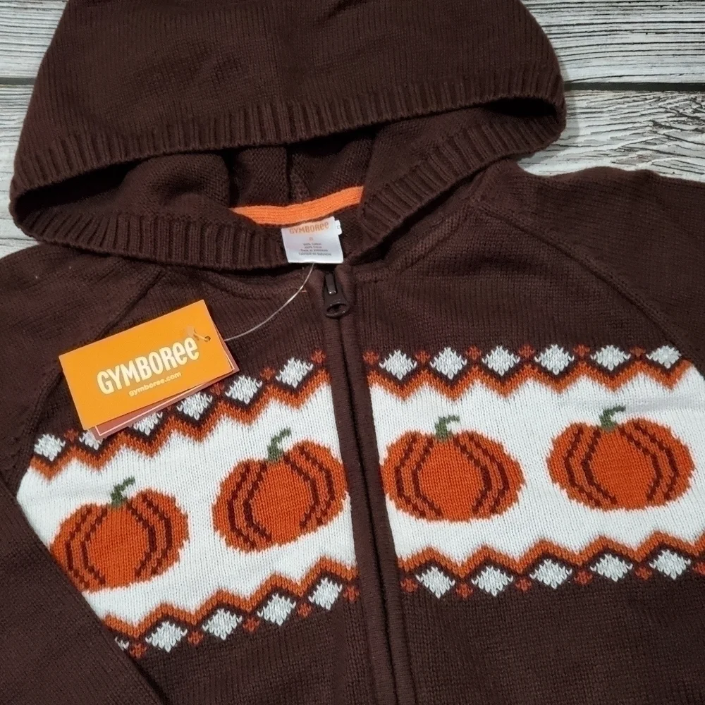 Fall Harvest Pumpkin Zip Up Sweater NWT